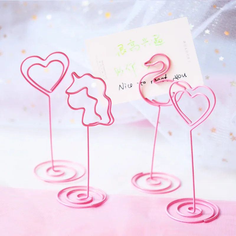 Милый розовый металлический зажим для фотографий офиса рабочего стола единорог