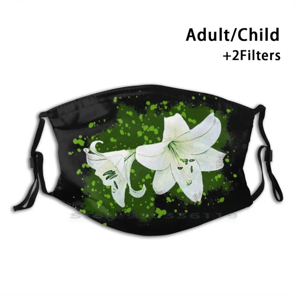 

Lilies With Bg , Flowers , Spring Adult Kids Washable Funny Face Mask With Filter Lilies White Flowers Picture Flowers
