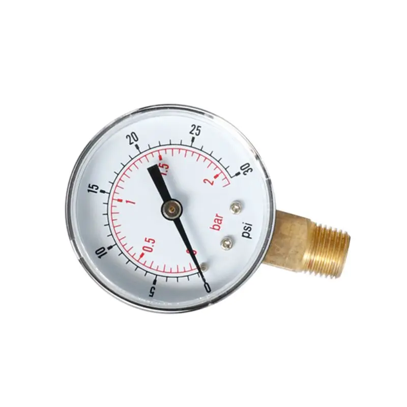 Манометр 52 мм Циферблат 1/8 &quotBSPT вертикальное 0/15 30 60 100160300 PSI и бар нижнее