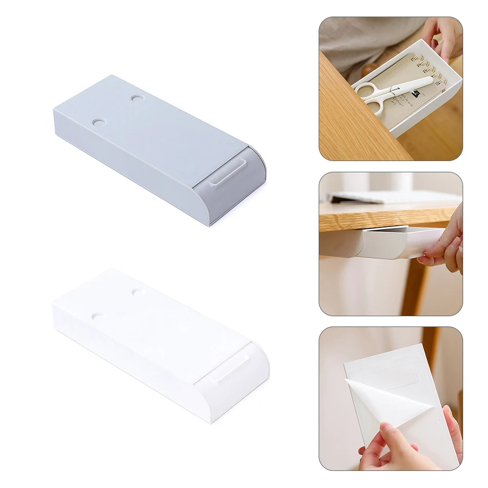 

Creative Kitchen Desk Organizer Storage Box Sundries Stationery Bedroom Pen Holder Box Container Adhesive Drawer Under Table