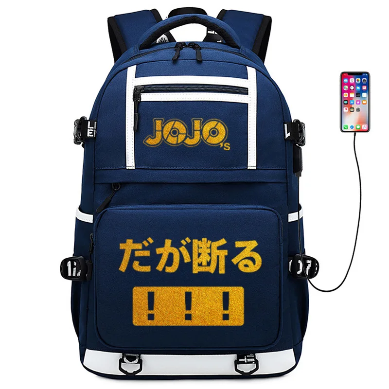 JoJo невероятное приключение с золотым принтом школьная сумка большой дорожный Рюкзак Школьные сумки Oxford для девочек-подростков с рисунком из аниме книжные сумки