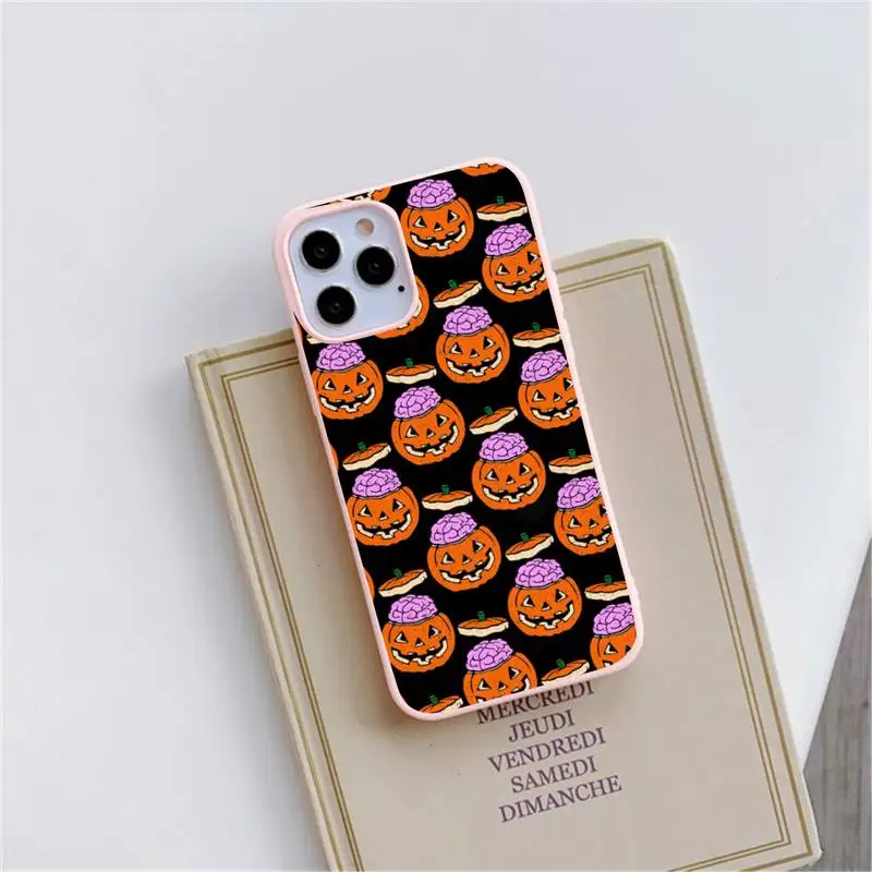 

Halloween scary pumpkin skull Phone Case Candy Color for iPhone 6 6S 7 8 11 12 XS X SE 2020 XR mini pro Plus MAX funda