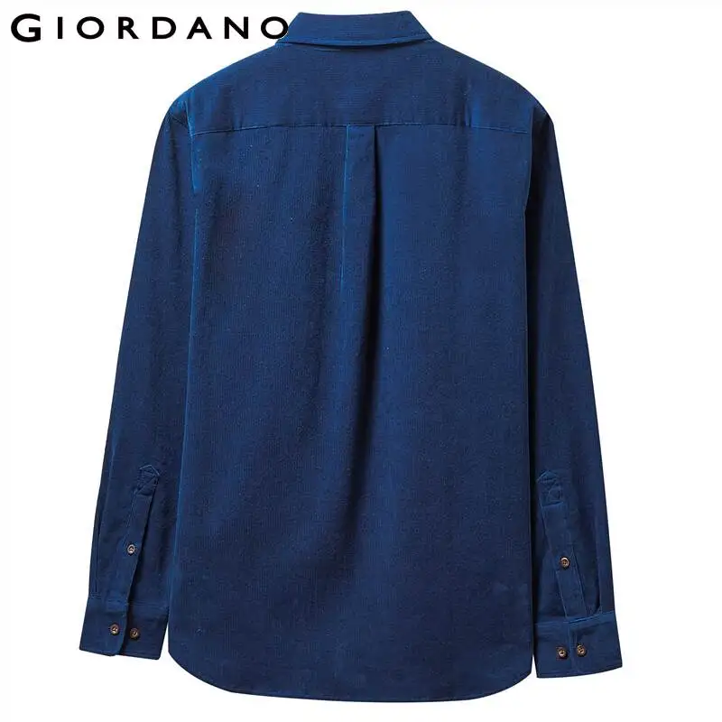 Giordano рубашка с длинными рукавами и классическим воротником, выполнена из натурального хлопка, имеется несколько цветовых решений данной модели