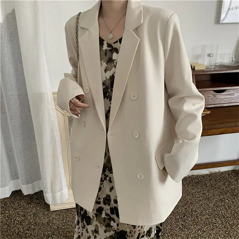 

High Quality Loose Blazers Stylish Girls Women Casual Vintage Solid Gentle Tops OL All Match Chic Streetwear Blazers