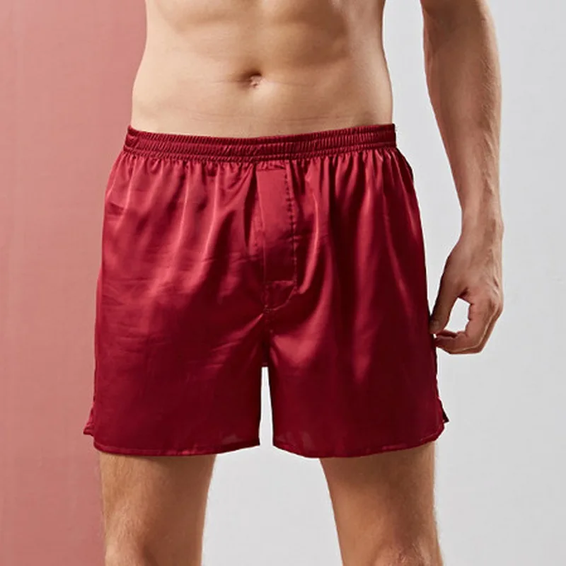 

Oeak Men's Fashion Solid Color Loose Satin Shorts New Luxury Silk Loungewear Soft Comfortable Pajama Shorts