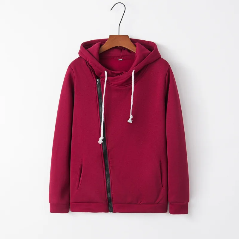 

Hoodie Autumn/winter Fashion Long Sleeve Lapel Pocket Diagonal Zip Hoodie Jacket