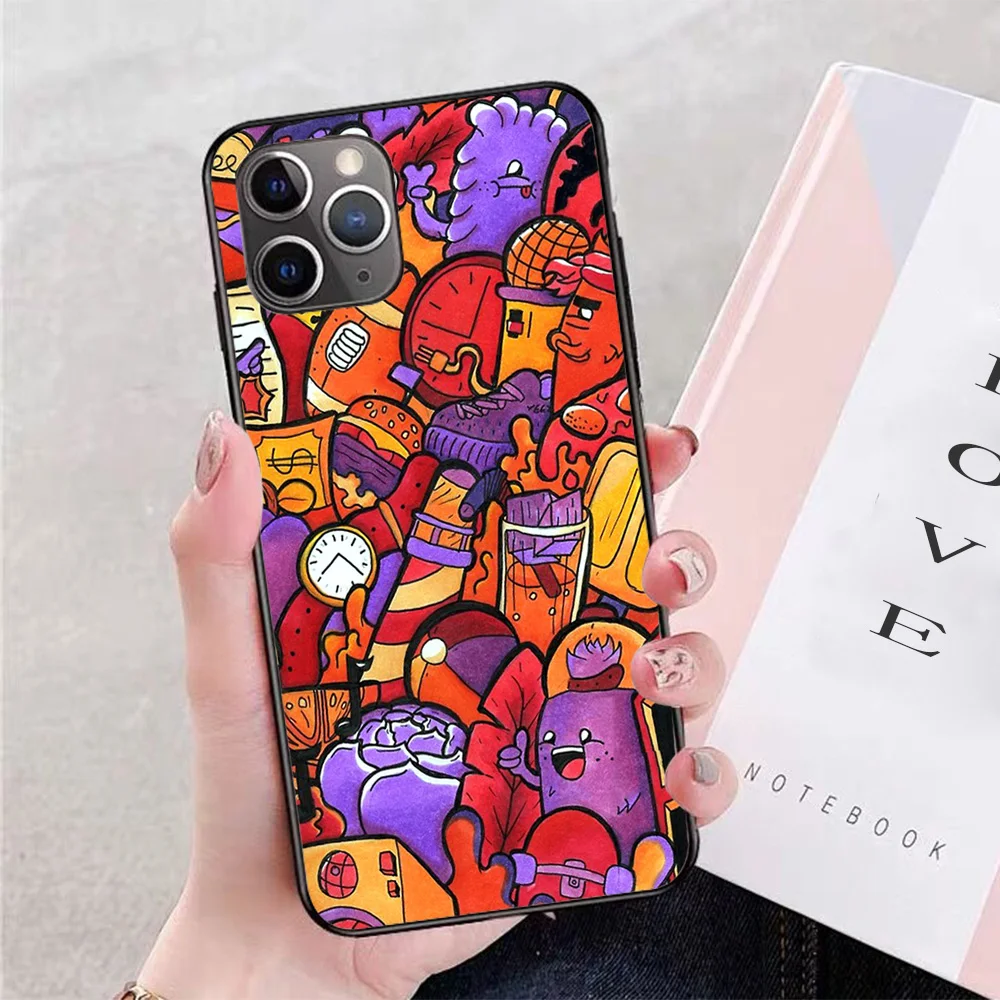 

For iPhone Copic Marker Doodle Soft TPU Border Apple iPhone Case
