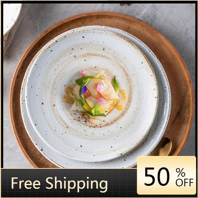 

Фарфоровые современные обеденные тарелки, плоские, скандинавские керамические блюда для фруктов, десертов, еды, салатов, закусок, поднос дл...