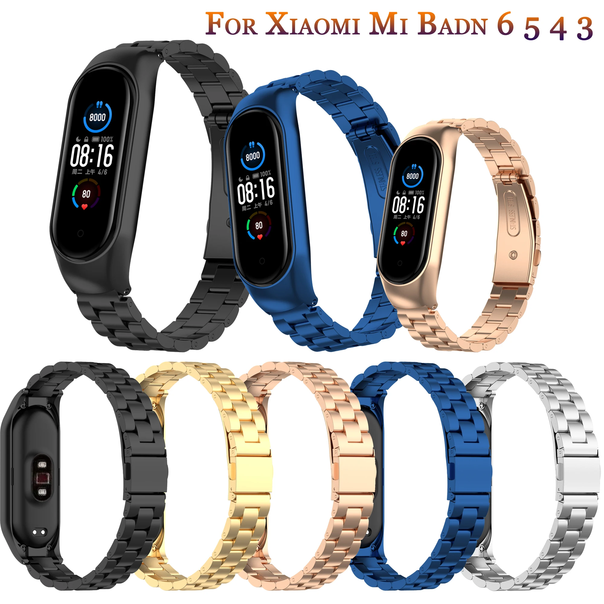 

for Xiaomi Mi Band 6 4 5 Strap Metal Wristbands Stainless Steel Bracelet for Mi band 3 Strap Correa Miband 5 Wrist Bands Pulsera