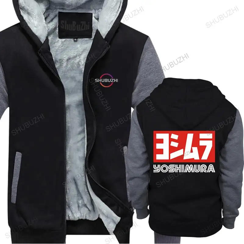 

Man black jacket thick hoodies brand clothing Yoshimura Japan Men's men's winter vintage print sweatshirt fleece hoody foy boys