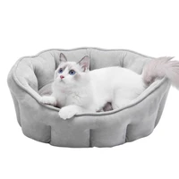 pet bed round cat beds fluffy plush puppy kitten cuddler round bed round cat sofa bed with slip resistant bottom 18 inches machi