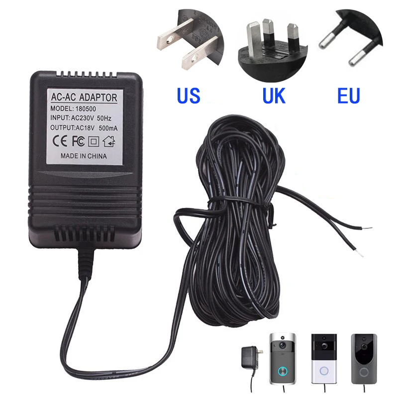 

Replacement Doorbell Adapter Accessory 5m Cable 78*50mm AC 18V 9W Black