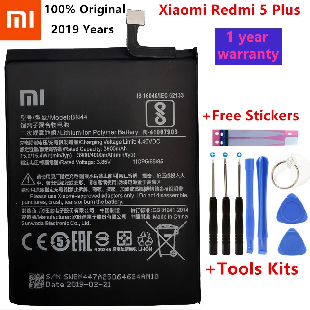 Xiaomi Redmi 5 Plus аккумулятор BN44 4000 мАч для Xiaomi Redmi 5 Plus высокое качество BN44 Сменный аккумулятор для телефона+ Бесплатные инструменты
