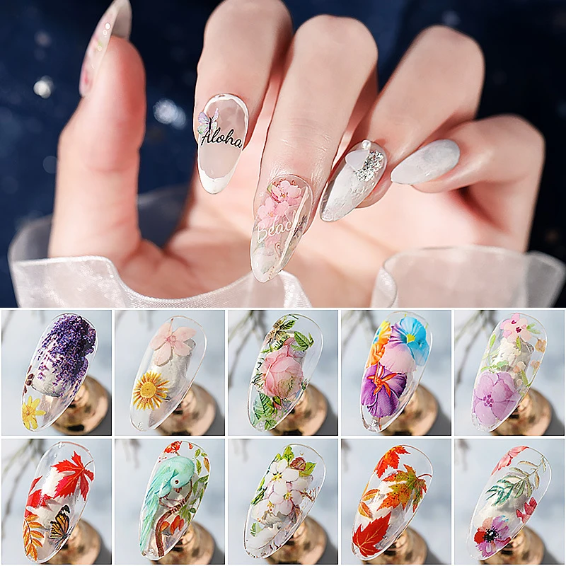 

10pcs Nail Stickers Fancy Flowers Leaf Series Nail Foils Nail Art Transfer Sticker Paper Nail Art DIY Decorations Tools