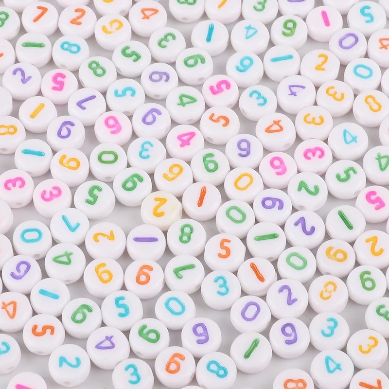 

100pcs/bag Mixed Letter Acrylic Alphabet Beads Round Flat Digital Loose Spacer Beads For Jewelry Making Handmade Diy Bracelet