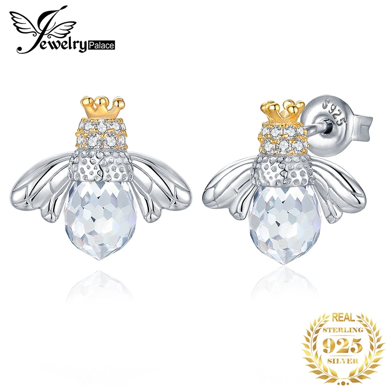 JewelryPalace 8ct кубического циркония корона крыло Мёд пчела серьги 925 пробы серебро ювелирных украшений Мода серьги для Для женщин