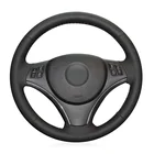 HandSewing черного цвета из натуральной кожи Нескользящая чехол рулевого колеса автомобиля для BMW E90 (седан) E91 (универсал) E92 E93 X1 E84 E87 E81 E82 E88