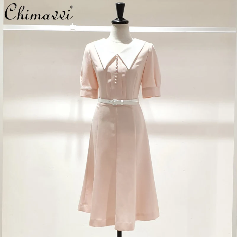 

Женское облегающее платье-поло, однобортное ТРАПЕЦИЕВИДНОЕ ПЛАТЬЕ С Коротким Рукавом и воротником-поло в Корейском стиле, лето 2021