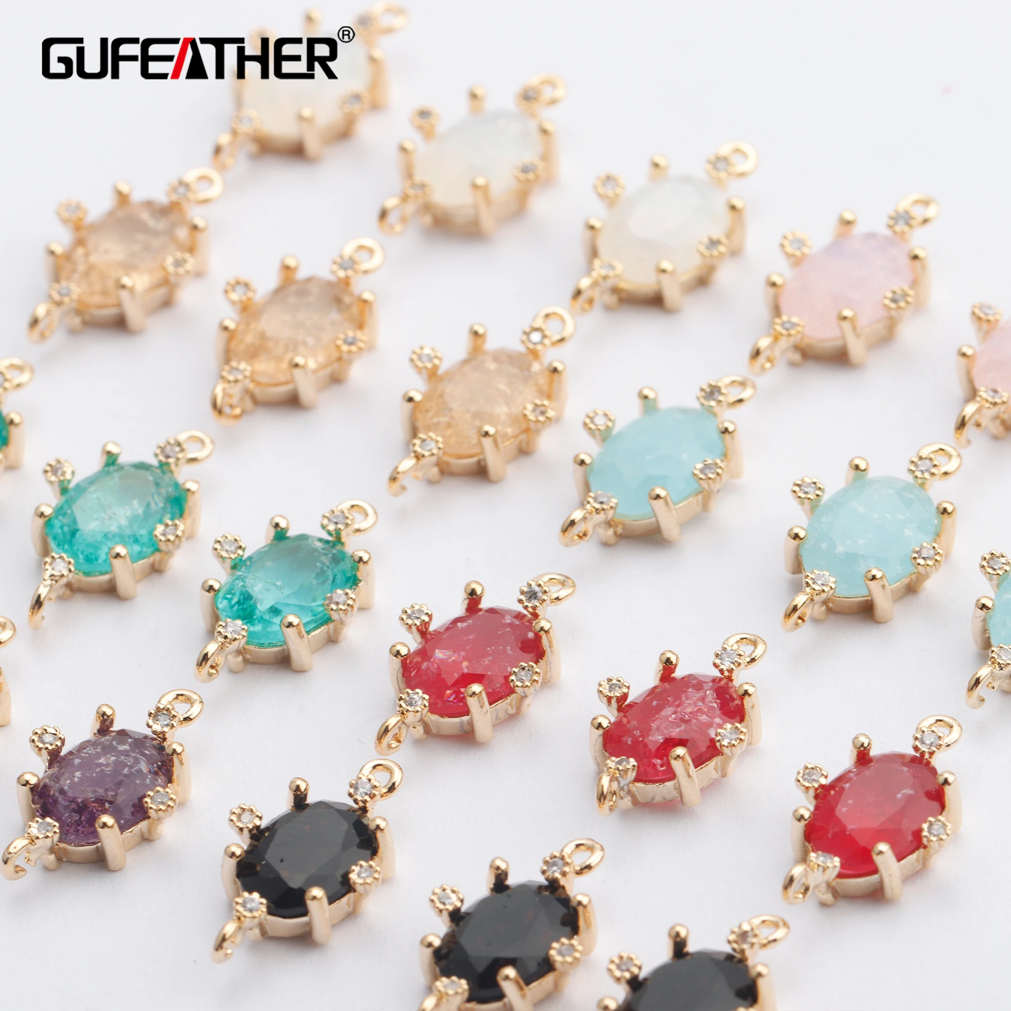 

GUFEATHER M822,jewelry accessories,18k gold plated,0.3 microns,zircon pendants,hand made,diy earrings,jewelry making,10pcs/lot