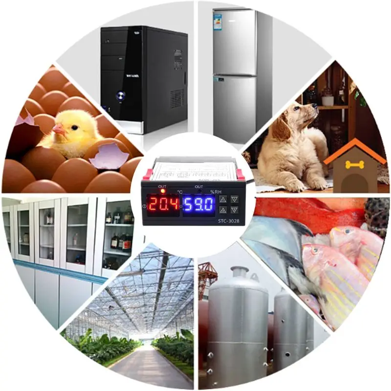 

Digital Temperature & Humidity Controller Thermostat & Humidistat Duble Display AC 110V 220V DC 12V 24V 10A