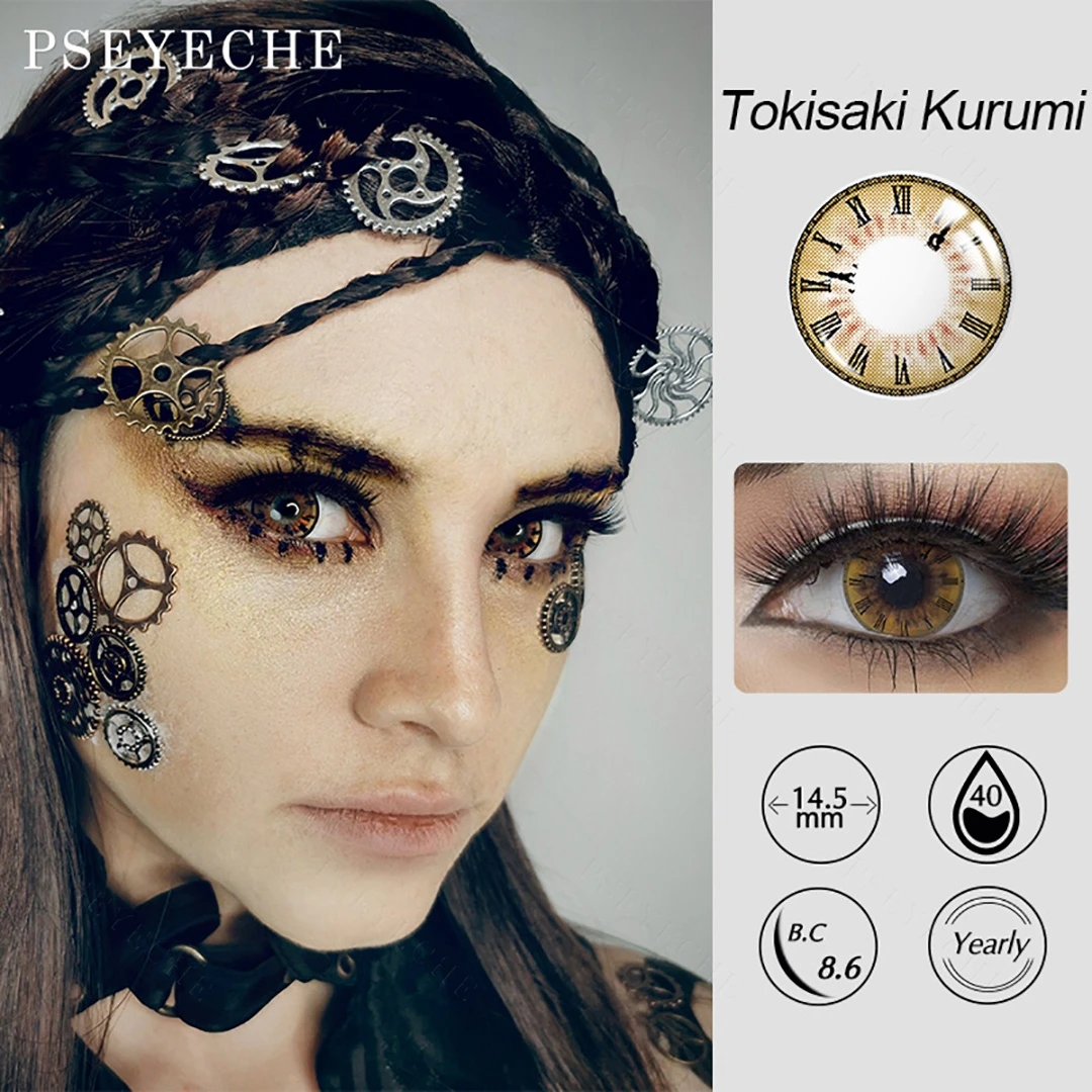 Anime Cosplay Contact Lenses Colored for Eyes 2Pcs Halloween Yellow Lens Color Crazy Contacts Yearly Pupilentes | Красота и здоровье