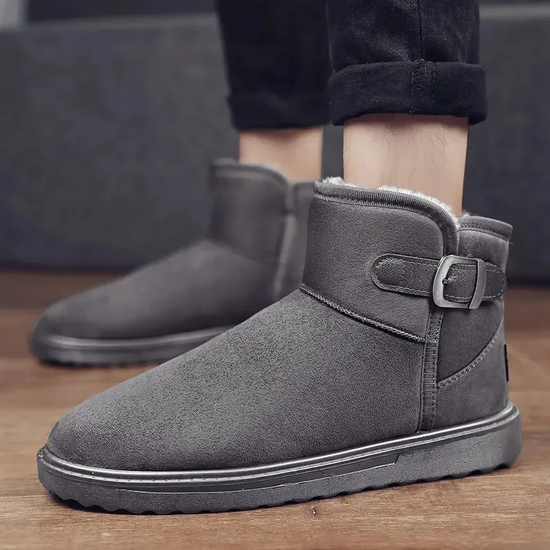 

Winter New Fleece and Thick Breathable Boots for Men Breathable Non-slip Warm Korean Casual and Comfortable Snow Boots Men Shoes