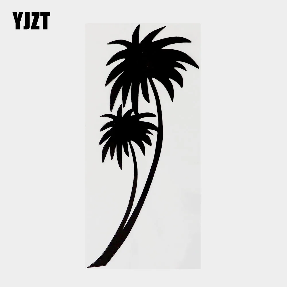 

YJZT, 9,4 см × 16,3 см, Виниловая наклейка с изображением тропических растений и деревьев, модная наклейка для автомобиля, Черная/серебряная, 18B-0285