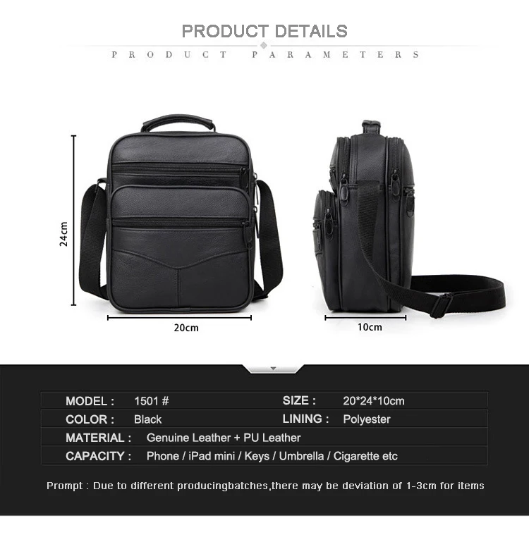 

Fashion Popular Mens Leather Business Bag Sheep Leather Stitching Male Shoulder Bag Zipper Casual Design Small Messenger Bags