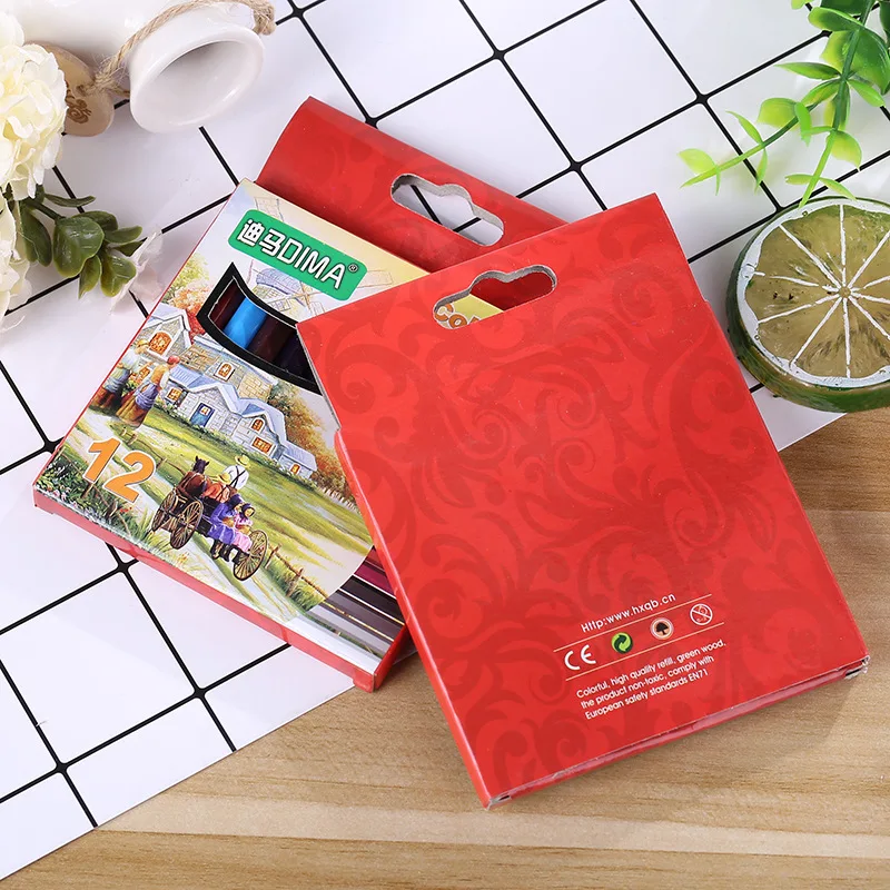 12 цветов Набор деревянных карандашей для рисования художника канцелярские