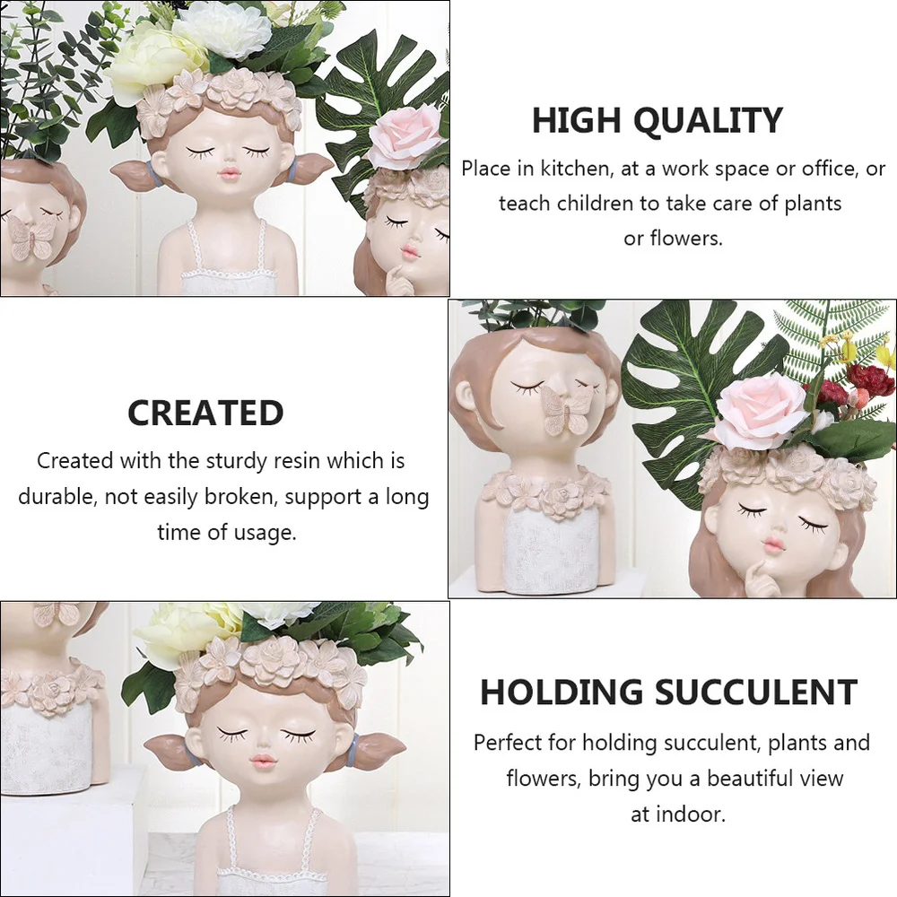 

Creative Flower Holder Resin Girl Shape Flower Pot Garden Decorations Home Decor