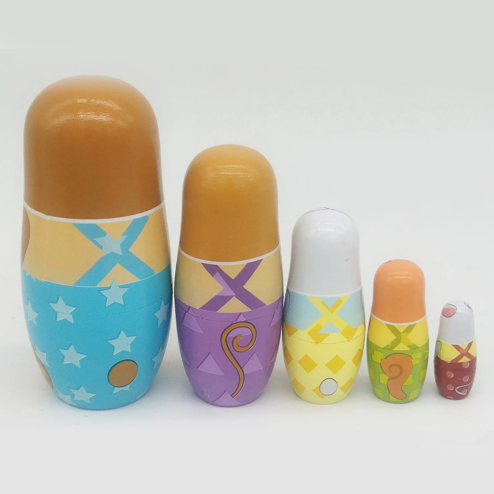 

5 Pieces Russian Matryoshka Cartoon Smart Bear Nesting DollsHand Painted