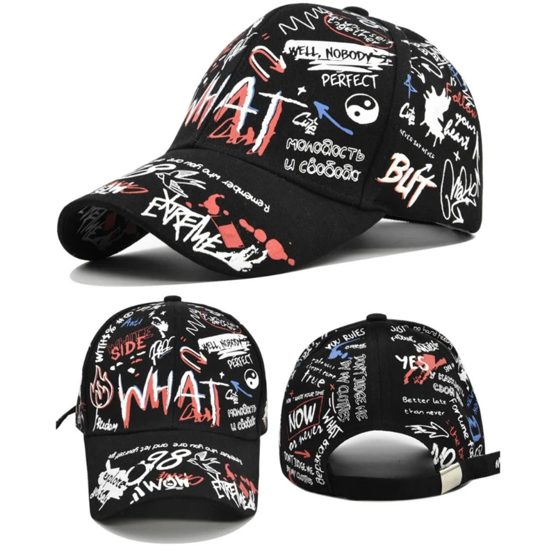 

Washed Sun Hat with GRAFFITI Element Retro Multiple Patterns Optional L41B