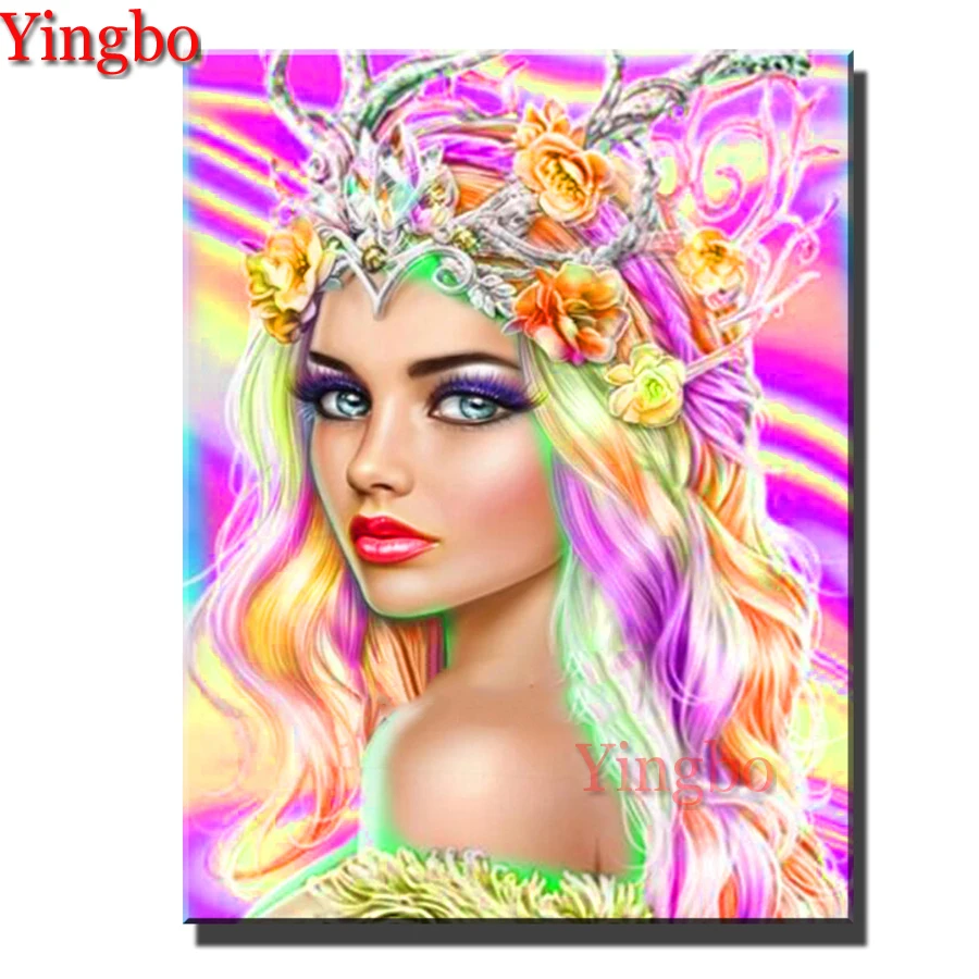 

Colorful pretty fairy diy Diamond Painting Mosaic 5D Full Square Round diamond Embroidery woman gift home decor drop shipping