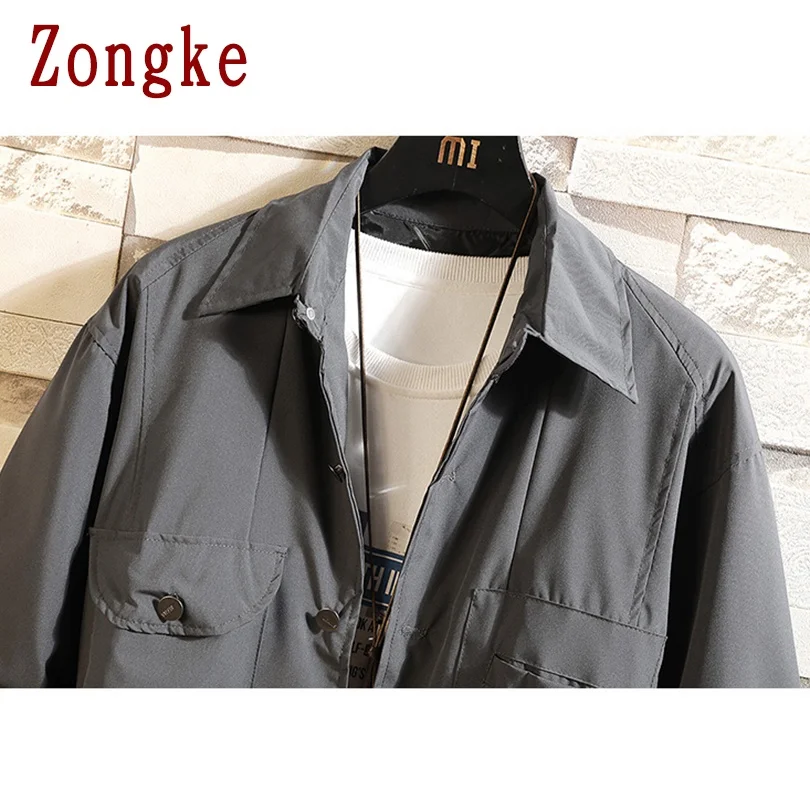 

Zongke Safari Style Casual Men Jacket Windbreaker Hip Hop Mens Jacket Coat Streetwear Men's Clothing 2021 New Arrival M-3XL