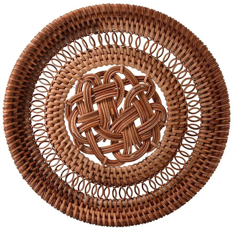 

Круглая подставка в деревенском стиле из ротанга для напитков, подставка под стол ручной работы, домашний декор