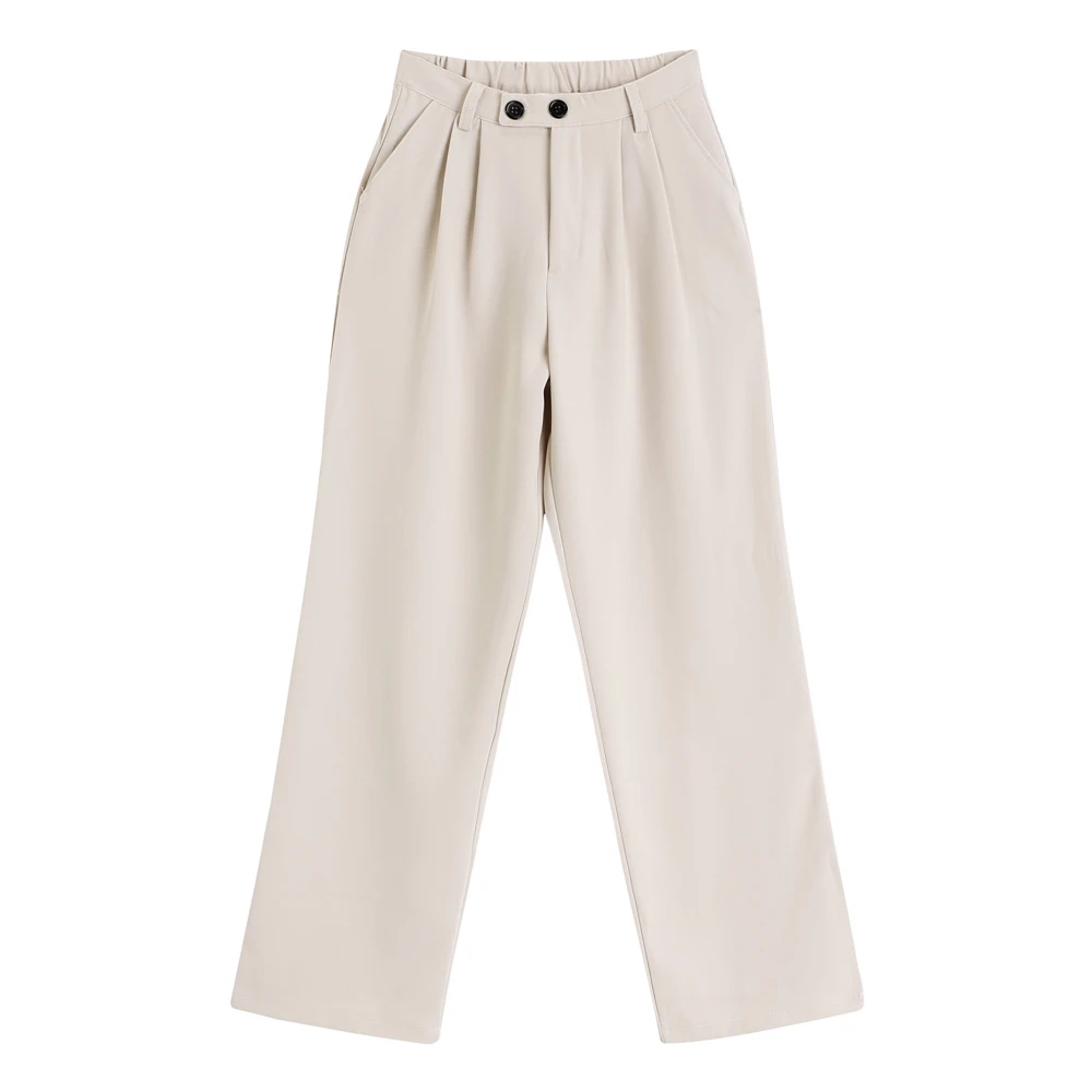 

Spring Autumn Casual Pants Women Mopping Suit Trousers Straight Loose Back Elastic Waist Wide Leg Trousers
