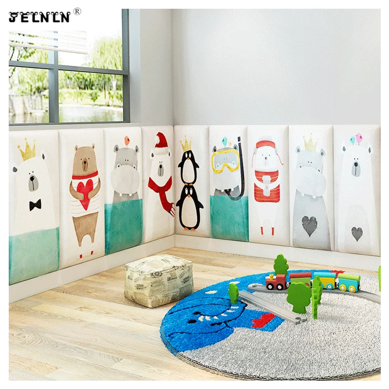 

Cartoon animal pattern kids anti-collision soft bag self-adhesive wall stickers baby bedroom tatami wall 3D stereo wall stickers