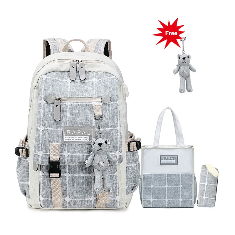 Большой рюкзак для женщин 15 6 дюймовый школьный с usb портом зарядки светильник