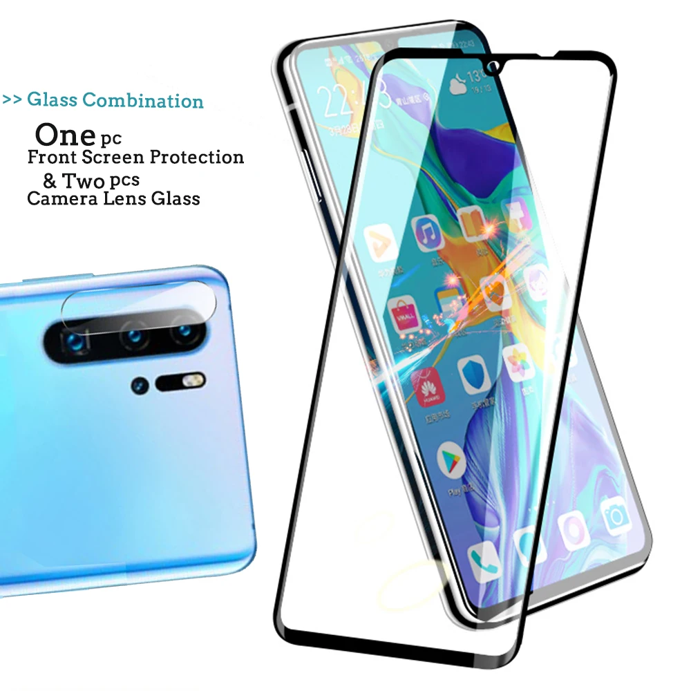 Для Huawei P30 Lite закаленное стекло Переднее для экрана и 2 шт. Защита объектива камеры