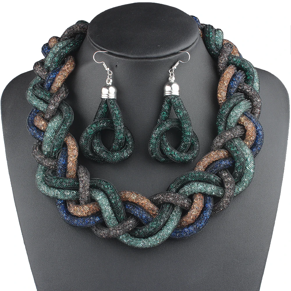 Женский набор украшений Claire Jin колье и серьги с кристаллами многослойное