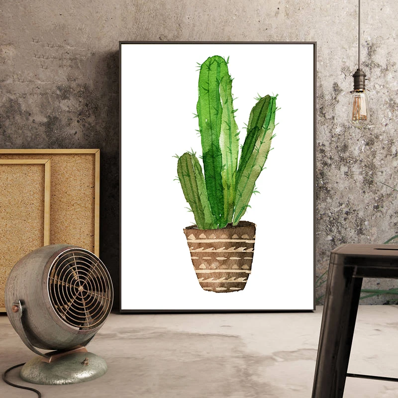 Акварельные листья настенная живопись зеленый стиль растения скандинавские