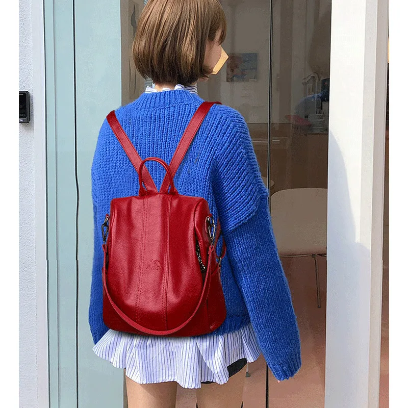 Женский кожаный рюкзак с защитой от кражи Sac A Dos женский элегантный дизайн