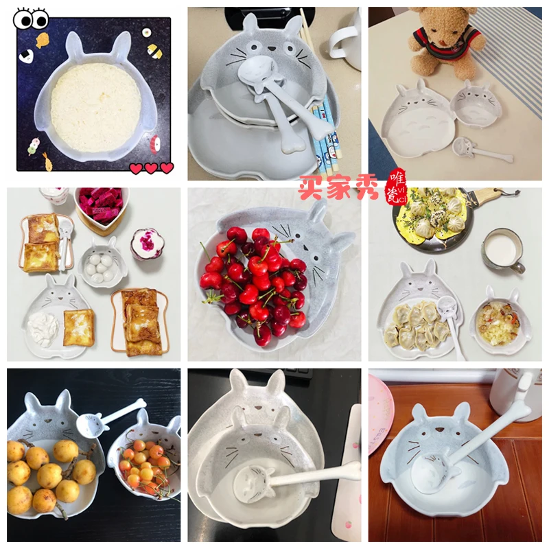 

Cute Ceramic TOTORO Plate/Spoon/Bowl Special Slotted Cup Breakfast Bowl Home Office Fancy Gift for Tea Drinker Handmade crafts