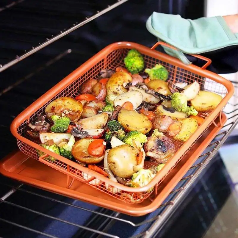 Новинка медный прямоугольный хрустящий поднос сковорода корзина для