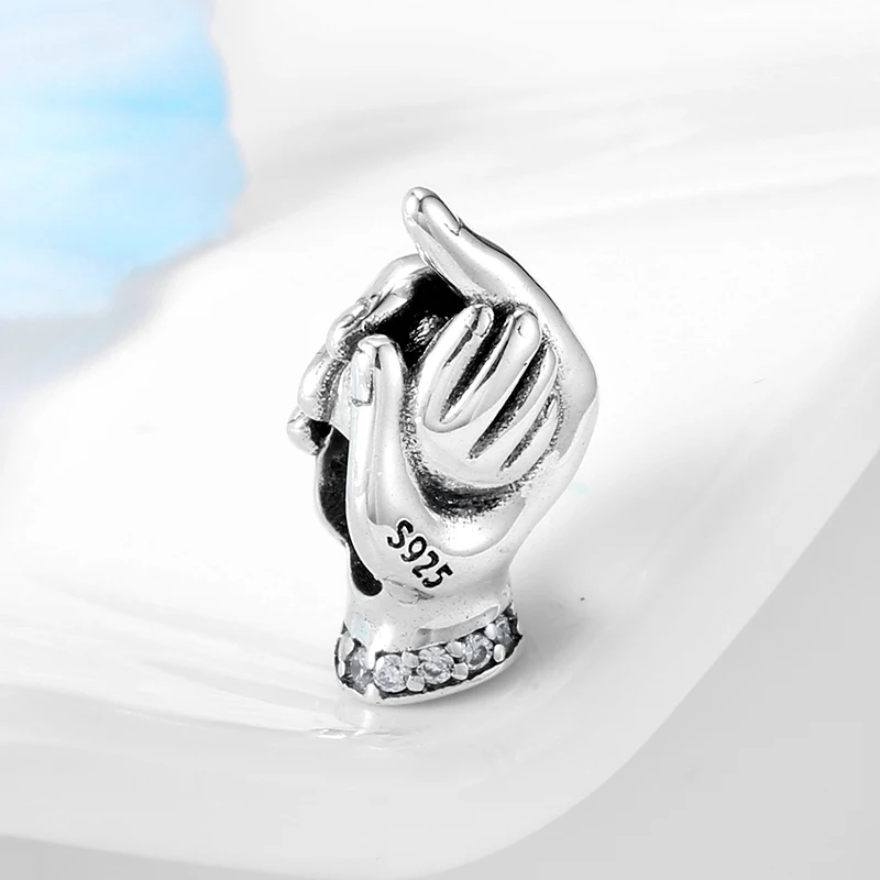 Высокое качество, 925 пробы серебро, держат руки вместе, Forever shape, бисер, подходит для оригинальных браслетов Pandora, Подвески для изготовления ювелирных изделий