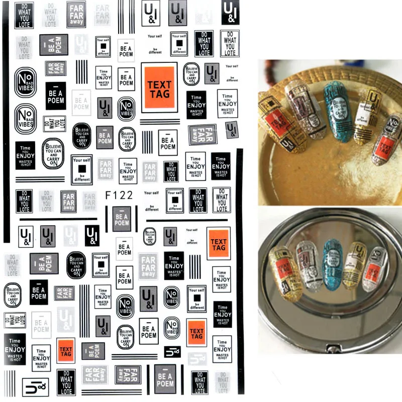 

3D English Words Nail Sticker Manicure Design Stickers for Nails