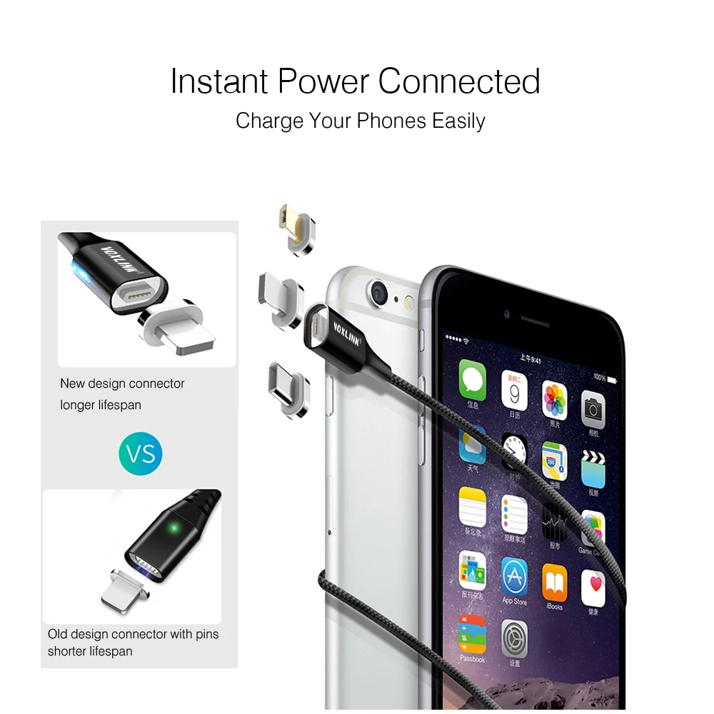 Магнитный кабель VOXLINK, Micro usb type C, адаптер для быстрой зарядки телефона, Micro usb type-C, магнитное зарядное устройство, usb шнур для iphone, samsung