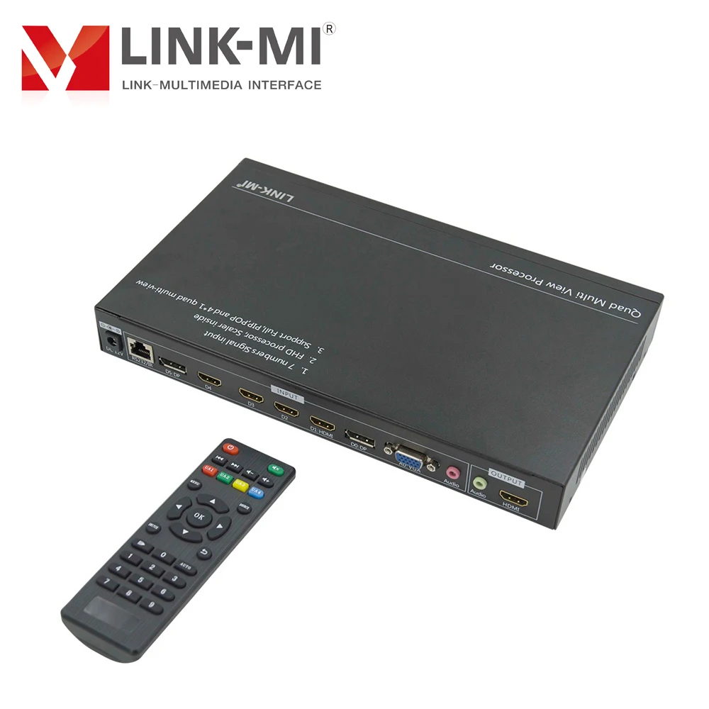 Фото LINK-MI 4x1 Quad HD видео мультиплексор HDMI мультиплексор VGA + DP + HDMI Вход 1080P видео синтезатор 7 в 1 выход HDMI переключатель №5