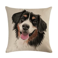 single sided faux linen shepherd print throw pillowcase dog series decorative pillow sofa home office cushion cover 45x45cm