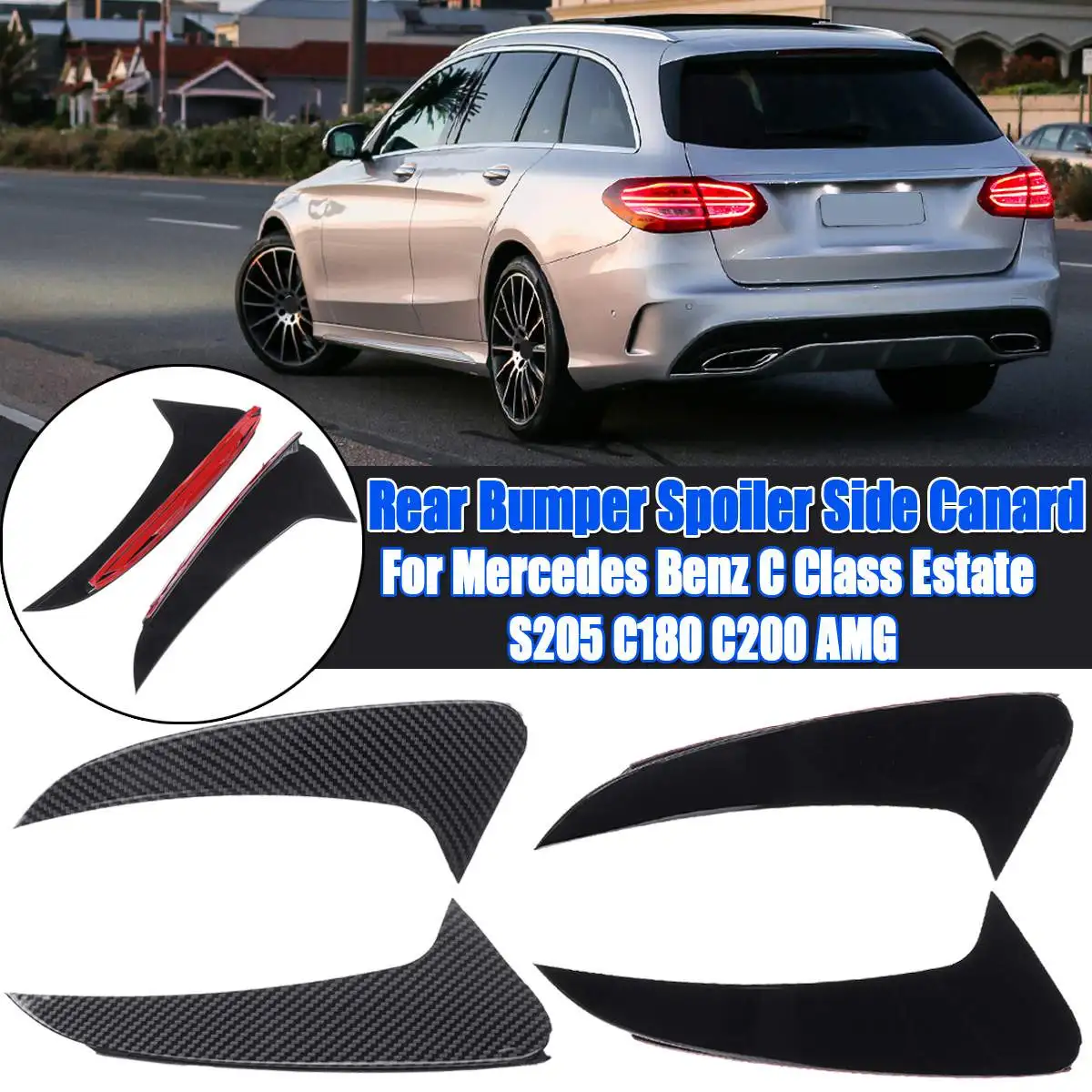 Пара задний бампер спойлер сторона Canard для Mercedes Benz C Class Estate S205 C180 C200 Для AMG